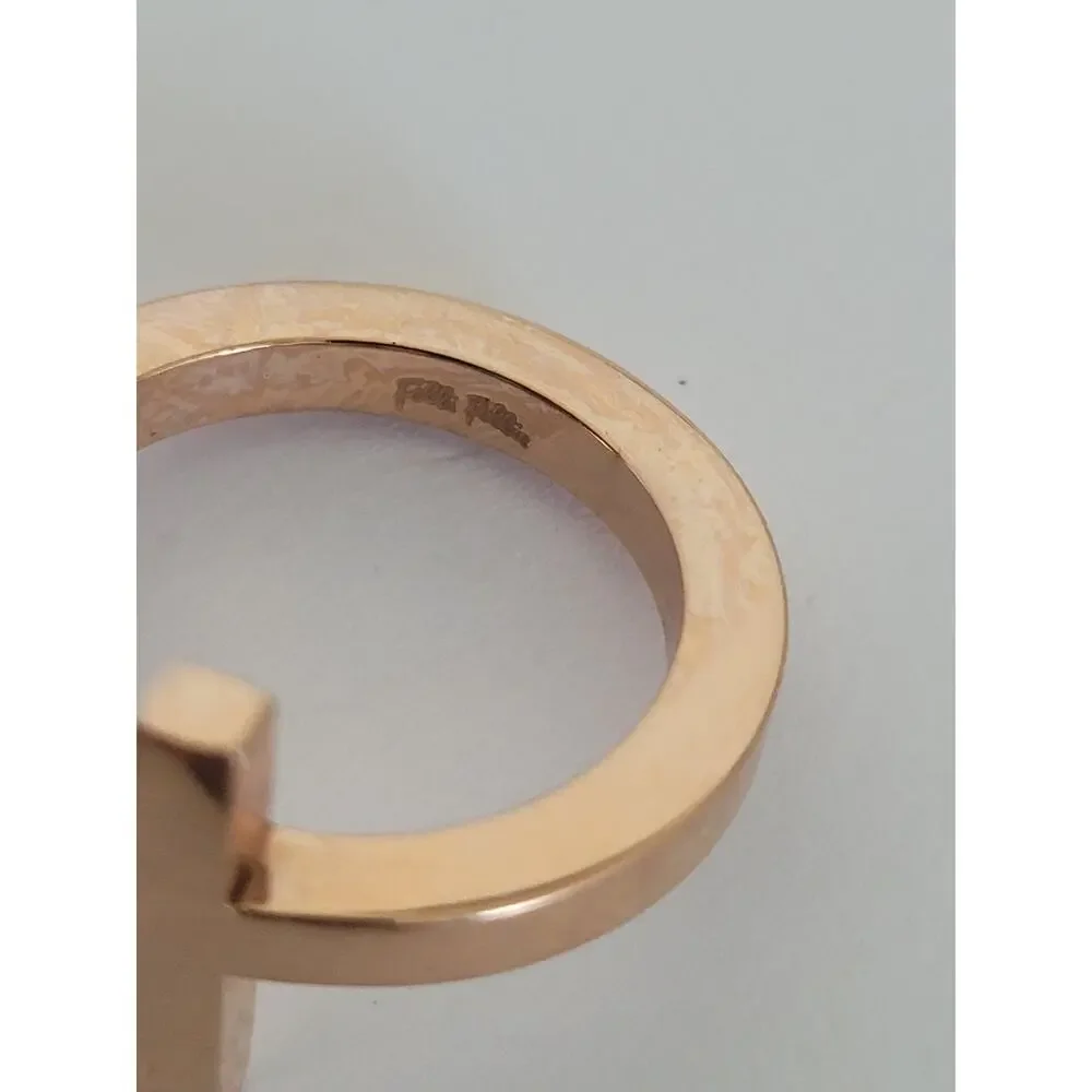 Folli Follie Rose Gold Side Cross‎ Ring Size 56 US 7.5 Minimalistic Modern